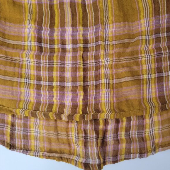 Yellow Plaid Mini Dress  Anthropologie Size Small NWT Boho Style - Picture 5 of 8
